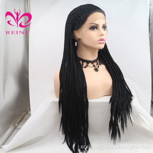 High quality 1b color synthetic Frontal lace long braided wigs for black woman